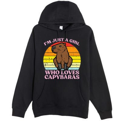 Just A Girl Who Loves Capybaras Retro Capy Rodent Premium Pullover Hoodie
