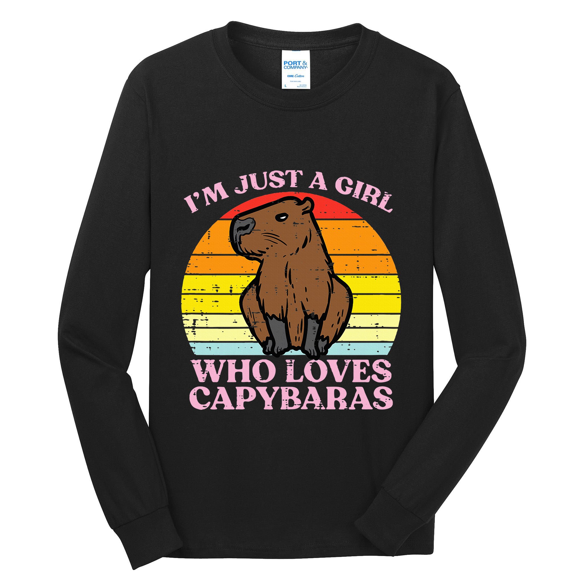 Just A Girl Who Loves Capybaras Retro Capy Rodent Tall Long Sleeve T-Shirt