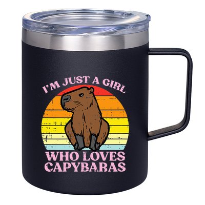 Just A Girl Who Loves Capybaras Retro Capy Rodent 12oz Stainless Steel Coffee Mug