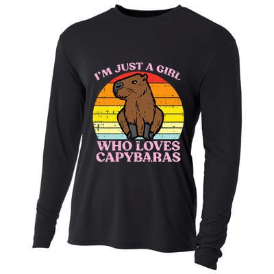 Just A Girl Who Loves Capybaras Retro Capy Rodent Cooling Performance Long Sleeve Crew