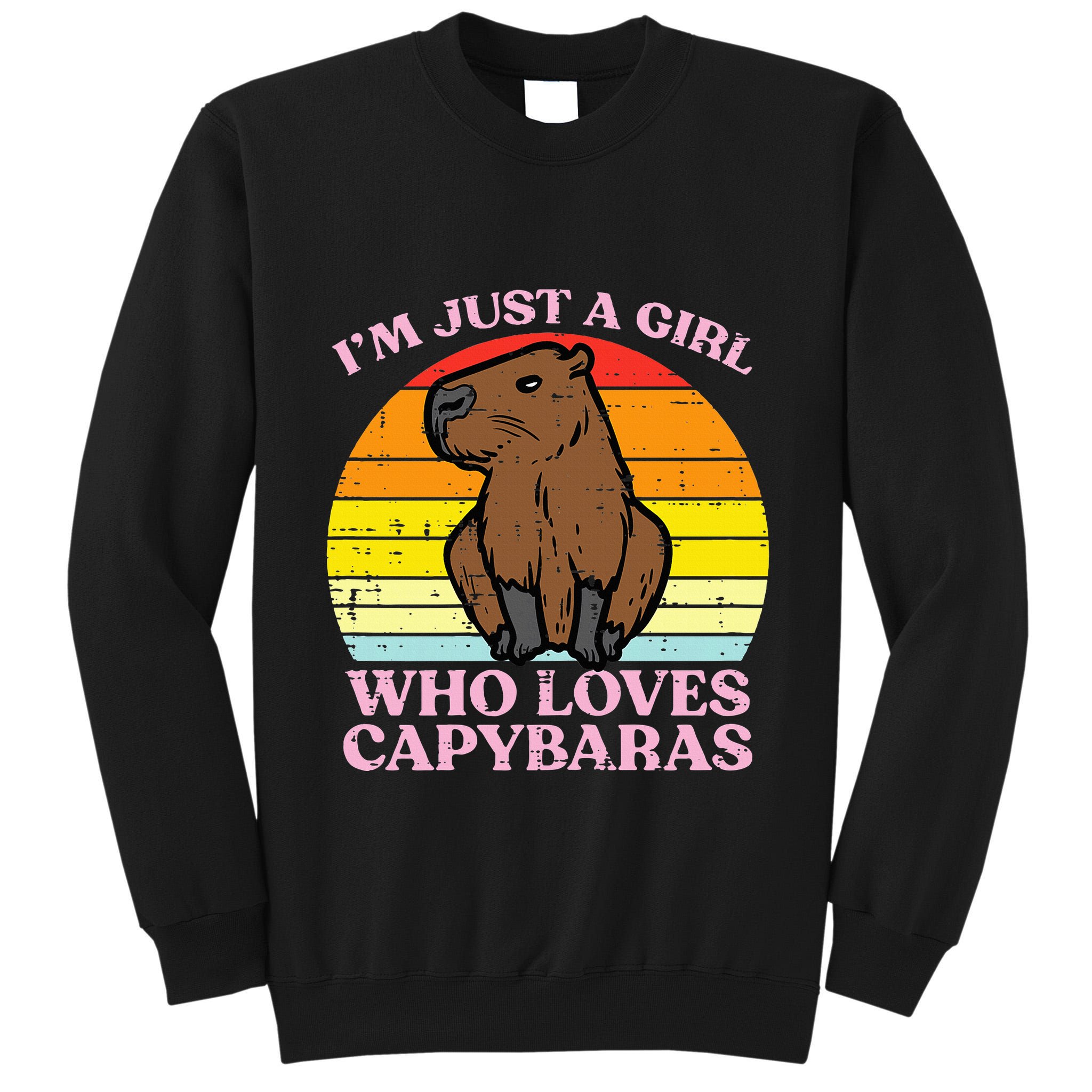 Just A Girl Who Loves Capybaras Retro Capy Rodent Tall Sweatshirt