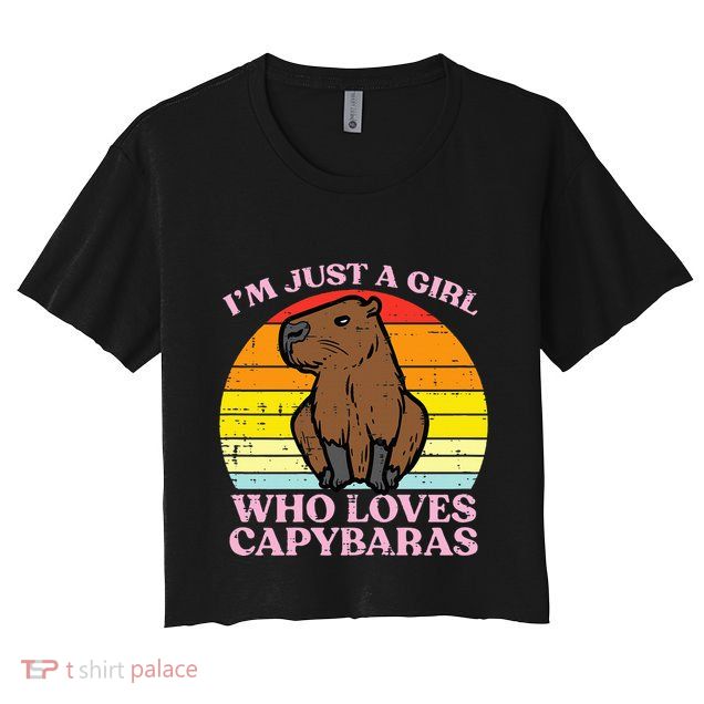 Just A Girl Who Loves Capybaras Retro Capy Rodent Crop Top