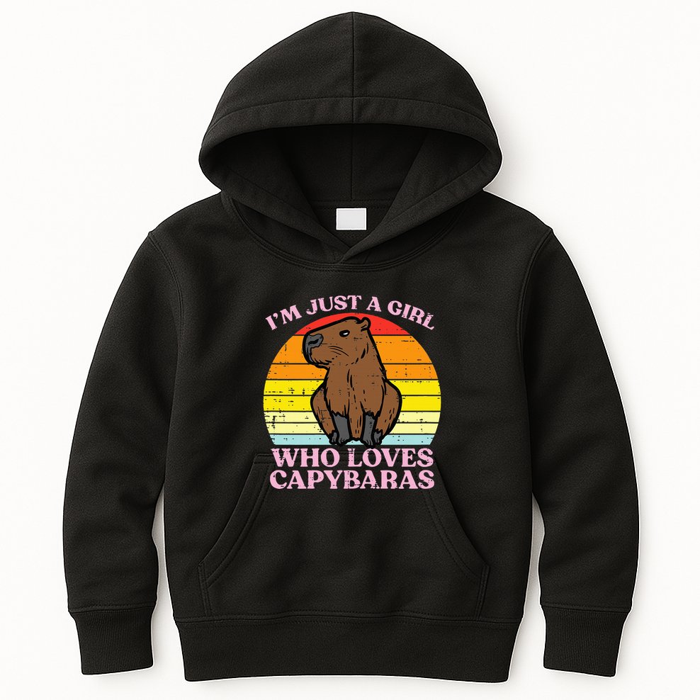 Just A Girl Who Loves Capybaras Retro Capy Rodent Kids Hoodie