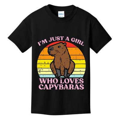 Just A Girl Who Loves Capybaras Retro Capy Rodent Kids T-Shirt