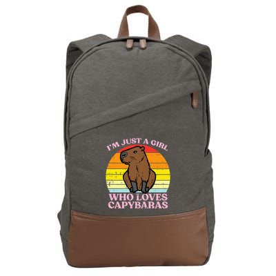 Just A Girl Who Loves Capybaras Retro Capy Rodent Cotton Canvas Backpack