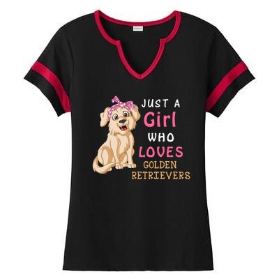 Just A Girl Who Loves Golden RetriverS Ladies Halftime Notch Neck Tee