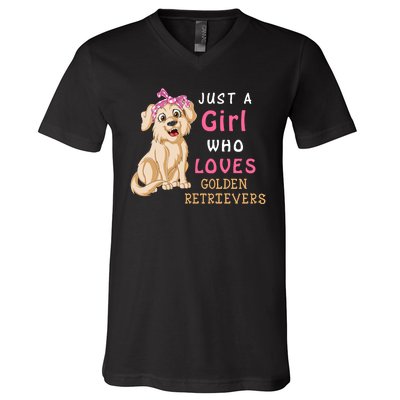 Just A Girl Who Loves Golden RetriverS V-Neck T-Shirt