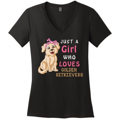 Just A Girl Who Loves Golden RetriverS Women's V-Neck T-Shirt