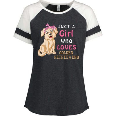 Just A Girl Who Loves Golden RetriverS Enza Ladies Jersey Colorblock Tee