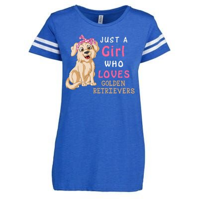 Just A Girl Who Loves Golden RetriverS Enza Ladies Jersey Football T-Shirt