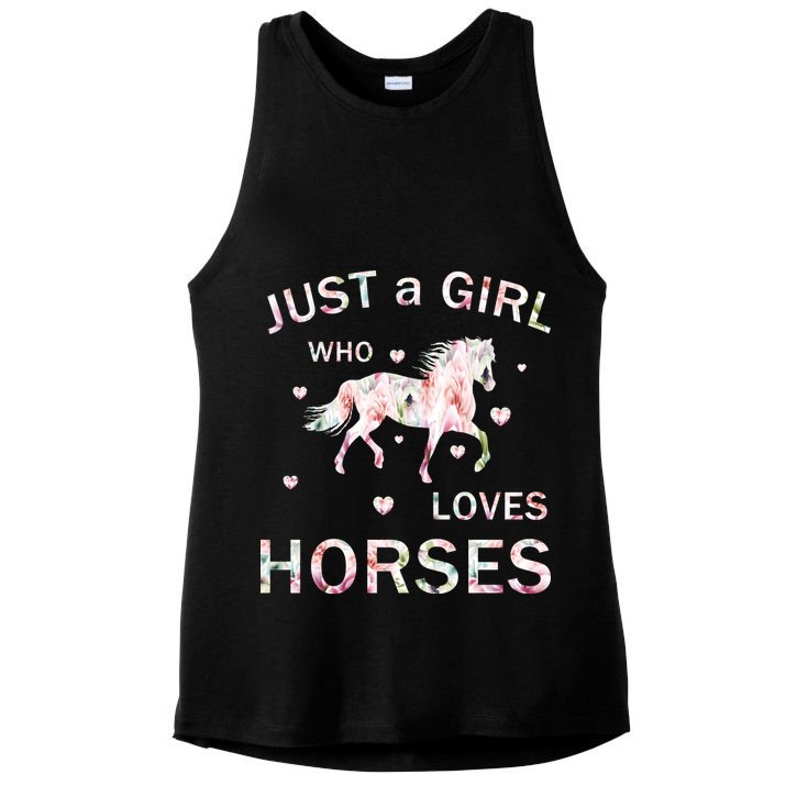 JUST A GIRL WHO LOVEs Horses Ladies PosiCharge Tri-Blend Wicking Tank