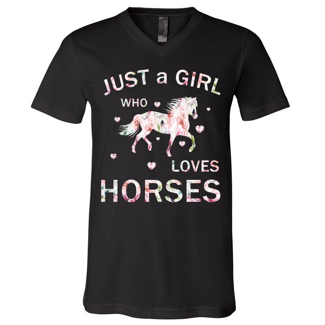 JUST A GIRL WHO LOVEs Horses V-Neck T-Shirt
