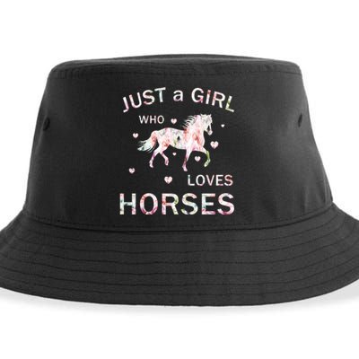 JUST A GIRL WHO LOVEs Horses Sustainable Bucket Hat