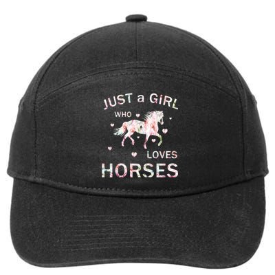 JUST A GIRL WHO LOVEs Horses 7-Panel Snapback Hat