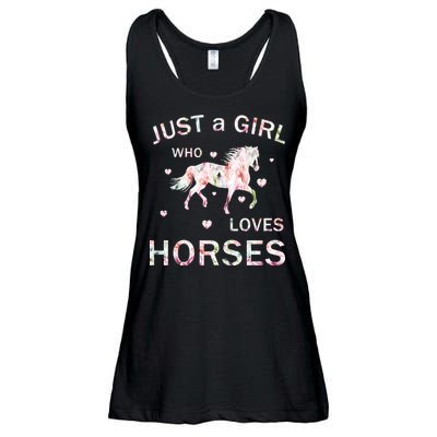 JUST A GIRL WHO LOVEs Horses Ladies Essential Flowy Tank