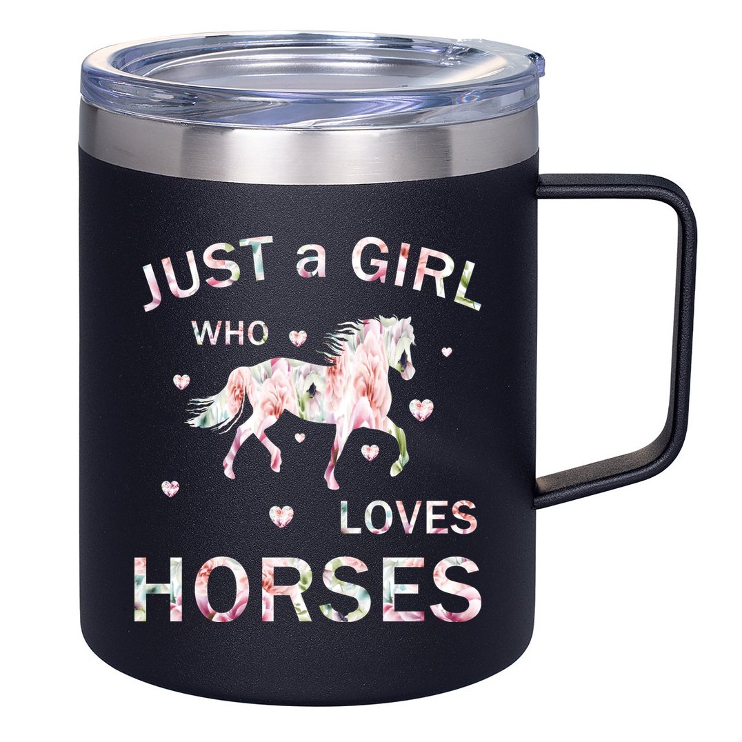 JUST A GIRL WHO LOVEs Horses 12oz Stainless Steel Coffee Mug