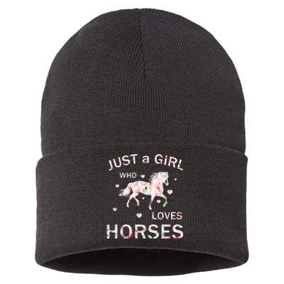 JUST A GIRL WHO LOVEs Horses Sustainable Knit Beanie