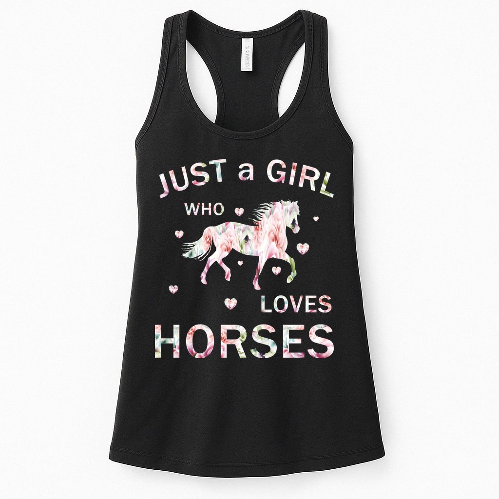 JUST A GIRL WHO LOVEs Horses Womens Tank Top