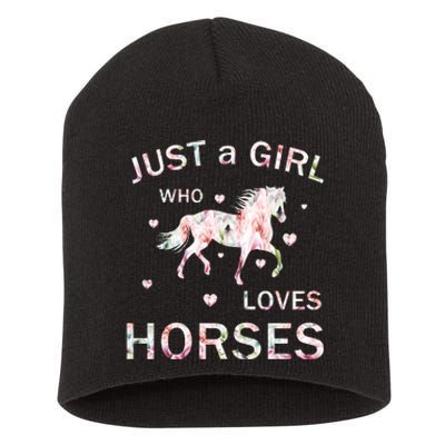 JUST A GIRL WHO LOVEs Horses Short Acrylic Beanie