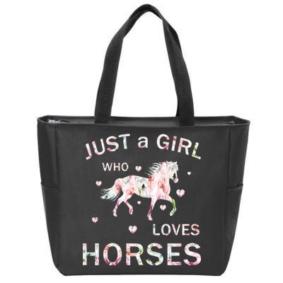 JUST A GIRL WHO LOVEs Horses Zip Tote Bag