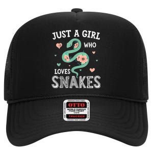 Just A Girl Who Loves Snakes Women Snake Lover High Crown Mesh Back Trucker Hat