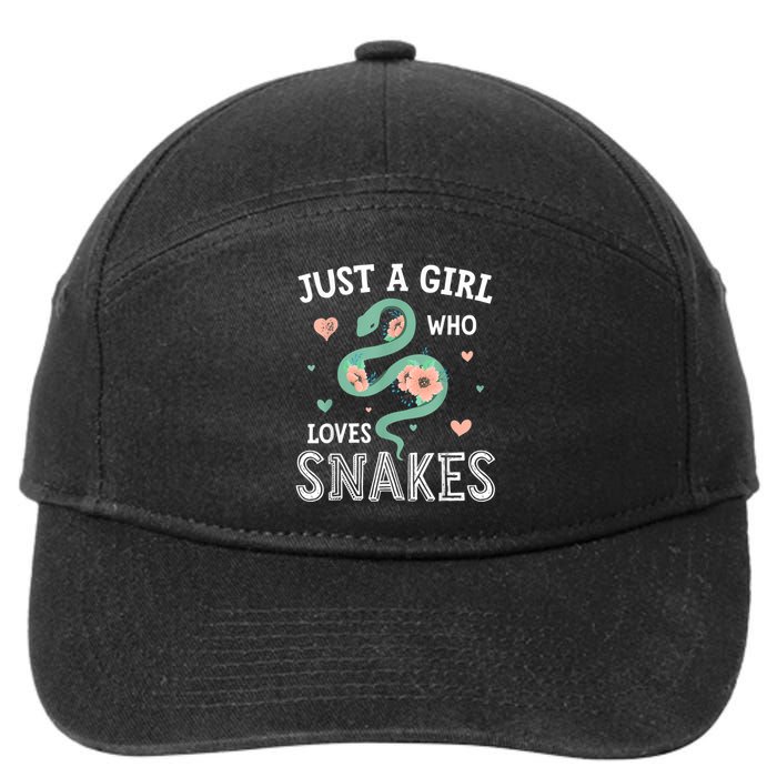 Just A Girl Who Loves Snakes Women Snake Lover 7-Panel Snapback Hat