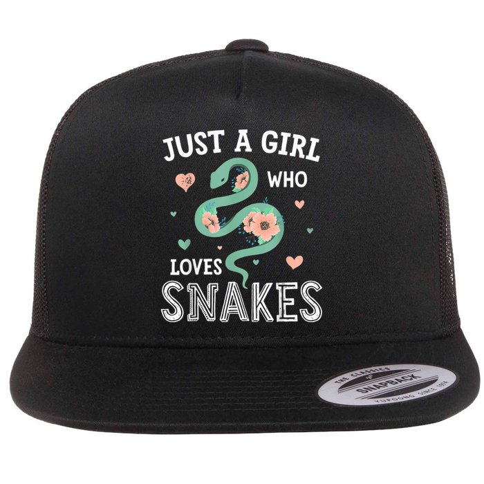 Just A Girl Who Loves Snakes Women Snake Lover Flat Bill Trucker Hat