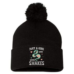 Just A Girl Who Loves Snakes Women Snake Lover Pom Pom 12in Knit Beanie