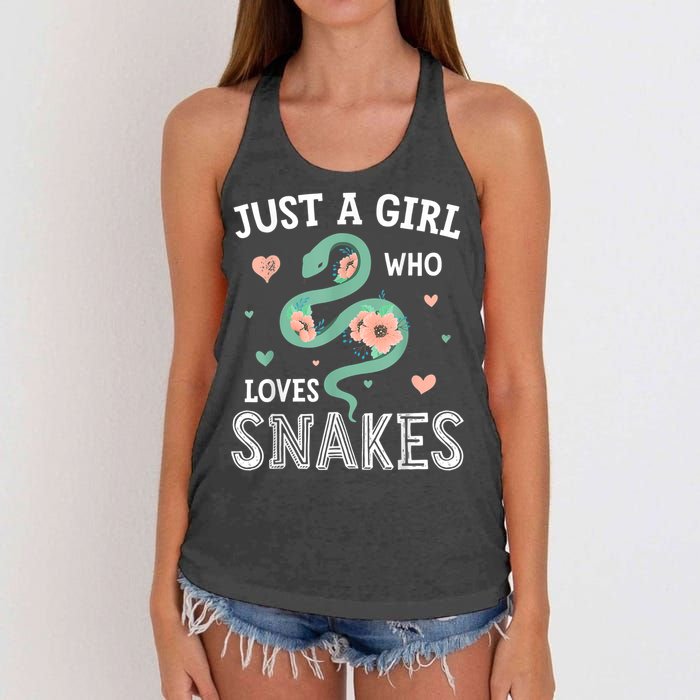 Just A Girl Who Loves Snakes Women Snake Lover Women's Knotted Racerback Tank