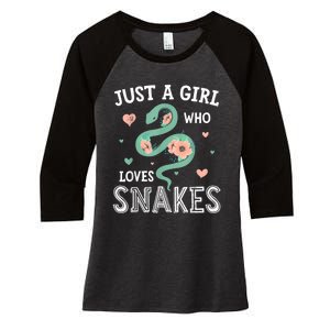 Just A Girl Who Loves Snakes Women Snake Lover Women's Tri-Blend 3/4-Sleeve Raglan Shirt