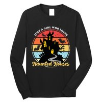 Just A Girl Who Loves Haunted Houses Funny Halloween Addict Long Sleeve Shirt