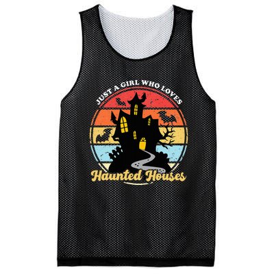 Just A Girl Who Loves Haunted Houses Funny Halloween Addict Mesh Reversible Basketball Jersey Tank