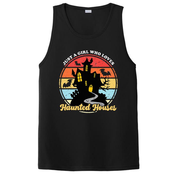 Just A Girl Who Loves Haunted Houses Funny Halloween Addict PosiCharge Competitor Tank