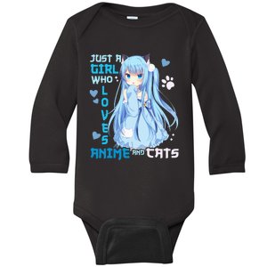 Just A Girl Who Loves Anime And Cats Baby Long Sleeve Bodysuit