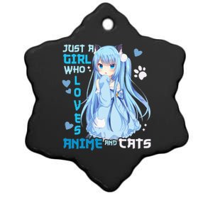 Just A Girl Who Loves Anime And Cats Ceramic Star Ornament