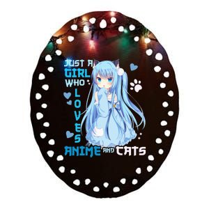 Just A Girl Who Loves Anime And Cats Ceramic Oval Ornament