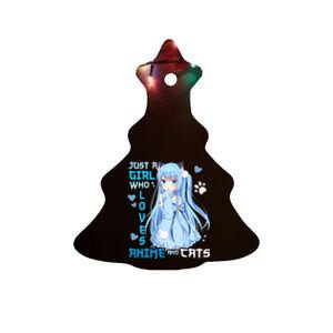 Just A Girl Who Loves Anime And Cats Ceramic Tree Ornament