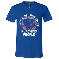 Just A Girl Who Loves Punching People Funny Boxing V-Neck T-Shirt