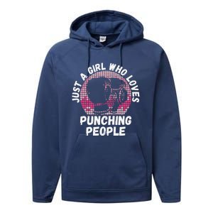 Just A Girl Who Loves Punching People Funny Boxing Performance Fleece Hoodie