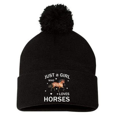 JUST A GIRL WHO LOVEs Horses Pom Pom 12in Knit Beanie