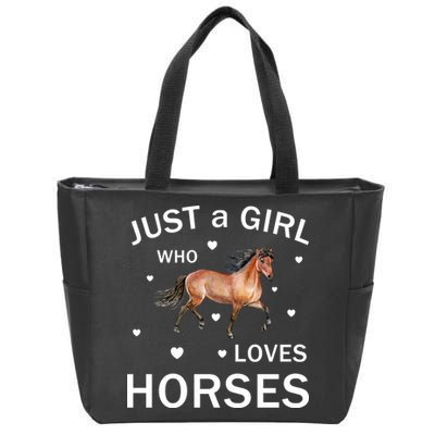 JUST A GIRL WHO LOVEs Horses Zip Tote Bag