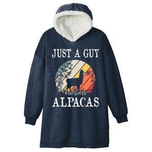 Just A Guy Who Loves Alpacas Hooded Wearable Blanket