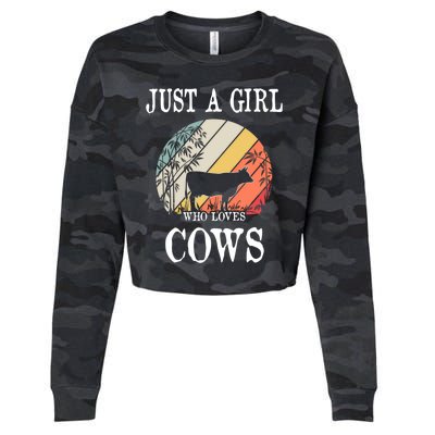 Just A Girl Who Loves Cows Cute Gift Cropped Pullover Crew