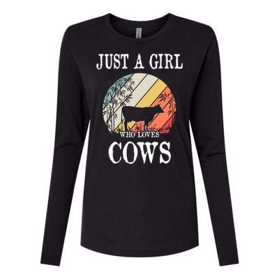 Just A Girl Who Loves Cows Cute Gift Womens Cotton Relaxed Long Sleeve T-Shirt