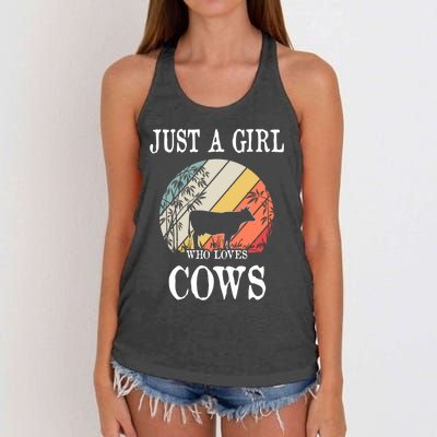 Just A Girl Who Loves Cows Cute Gift Women's Knotted Racerback Tank