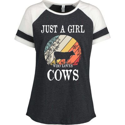 Just A Girl Who Loves Cows Cute Gift Enza Ladies Jersey Colorblock Tee