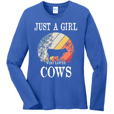 Just A Girl Who Loves Cows Cute Gift Ladies Long Sleeve Shirt