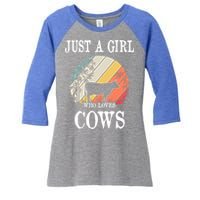 Just A Girl Who Loves Cows Cute Gift Women's Tri-Blend 3/4-Sleeve Raglan Shirt