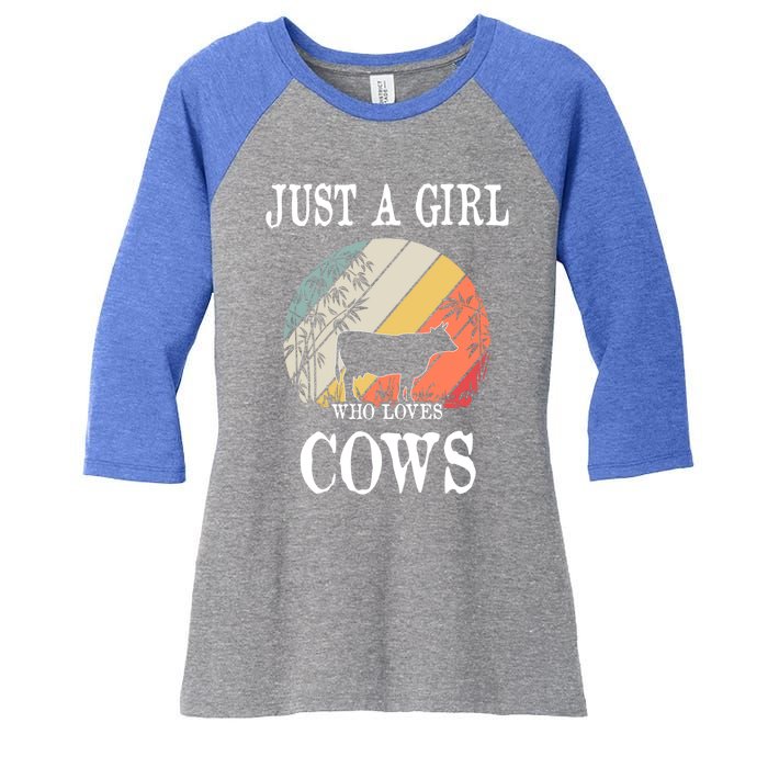 Just A Girl Who Loves Cows Cute Gift Women's Tri-Blend 3/4-Sleeve Raglan Shirt