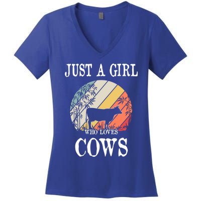 Just A Girl Who Loves Cows Cute Gift Women's V-Neck T-Shirt